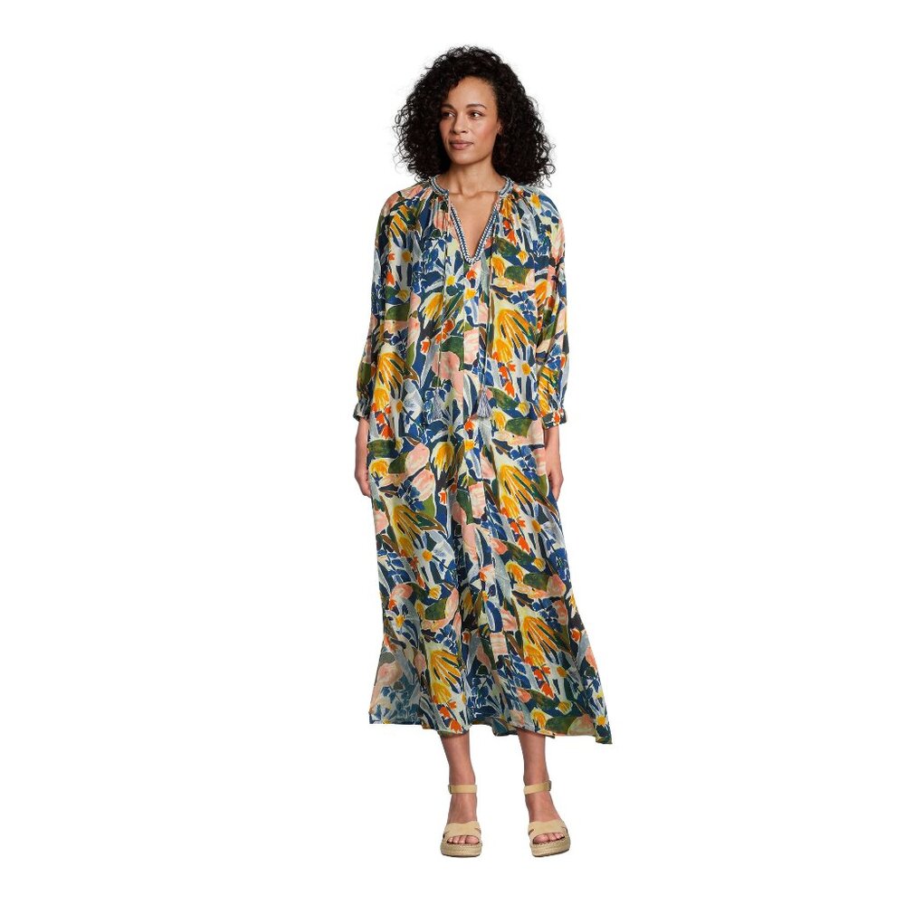 World Market Abstract Floral Maxi Dress Multicolor